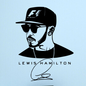 Veselá Stena Samolepka Lewis Hamilton F1 Farba: černá, Veľkosť: 60 x 47 cm