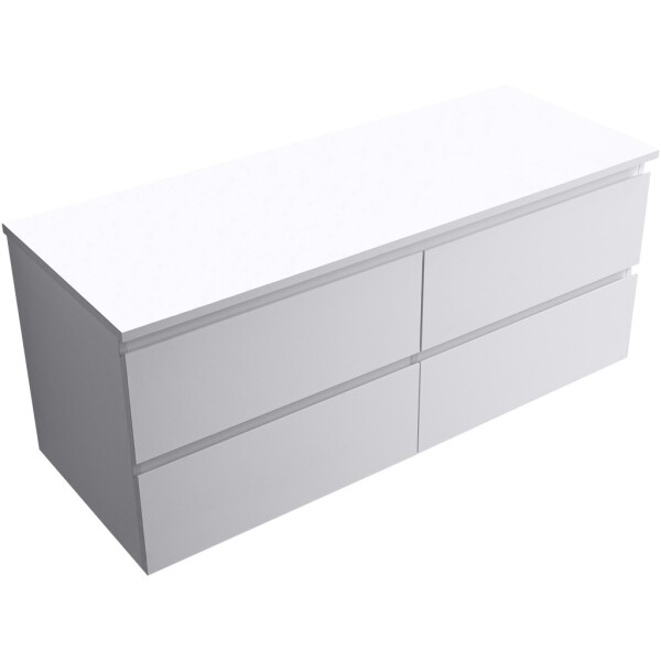 CERANO - Kúpeľňová skrinka Carole + doska pod umývadlo Navira Slim - 18 mm - biela matná - 120x49,8x46 CER-476351