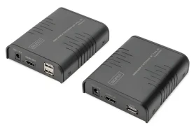 Digitus HDMI KVM IP Extender Set čierna / HDMI extender / KVM / Cat5e / 120 m / Full HD 60Hz (DS-55529)