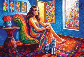 MAGNOLIA Puzzle Žena s mačkou
