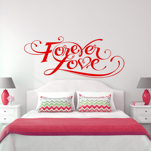 Veselá Stena Samolepka Forever love Farba: červená, Veľkosť: 80 x 34 cm