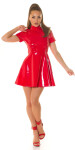 Sexy Koucla Latex Look shortsleeve Skater-Dress red S