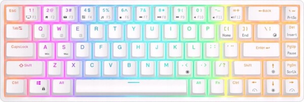 Royal Kludge Royal Kludge RK G68 balta belaidė mechaninė klaviatūra | 65%, Hot-swap, RGB, Brown Switches, US