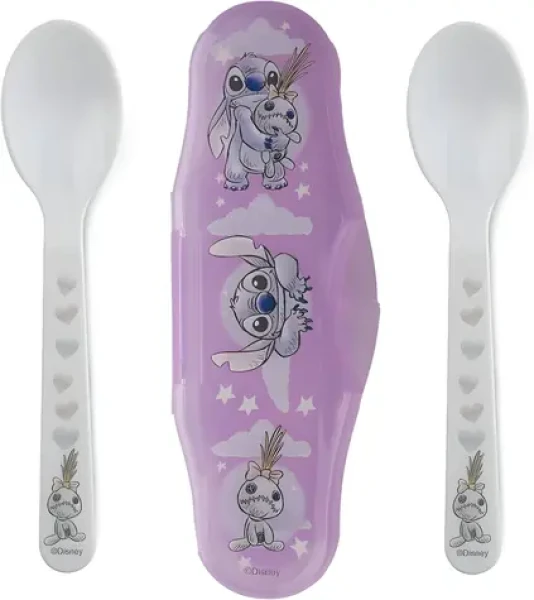 STOR Sada lyžíc s puzdrom Lilo Stitch / Sada lyžíc / 2 ks / Cestovné puzdro / Bez BPA (10966)