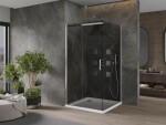 MEXEN/S - Omega sprchovací kút 100 x 100, grafit, chróm + vanička vrátane sifónu 825-100-100-01-40-4010