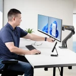 StarTech stolný držiak pre 2 monitory čierna / Držiak pre monitory / VESA / 17-27" / nosnosť 30 kg / náklon -15 ° až 65 ° (H2M1AS2-MONITOR-ARM)
