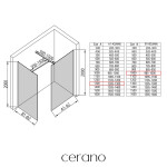 CERANO - Sprchová zástena Walk-in Onyx TL/P - 10 mm - hranatá vzpera - čierna matná, transparentné sklo - 130x100x200 CER-8050BD8838