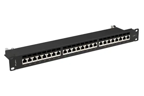 Lanberg Patch panel 24 portov 1U 19" čierny / Patch panel / Kat.7 FTP tienený / RJ-45 / IDC/LSA (PPS7-1024-B)