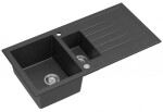 SAPHO SAPHO - Drez granitový zabudovateľný s odkvapom a vaničkou, 100x50cm, čierny GR1334