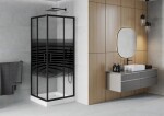MEXEN/S - Rio sprchovací kút štvorec 80 x 80, pruhy, čierny + vanička Rio vrátane výpuste 860-080-080-70-20-4510