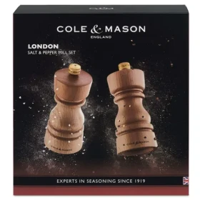 ColeMason London Natural Beech / Sada mlynčekov na soľ a korenie / bukové drevo / 13 cm (H233005)