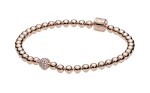 Pandora Pozlátený korálkový náramok Signature Rose 588342CZ cm