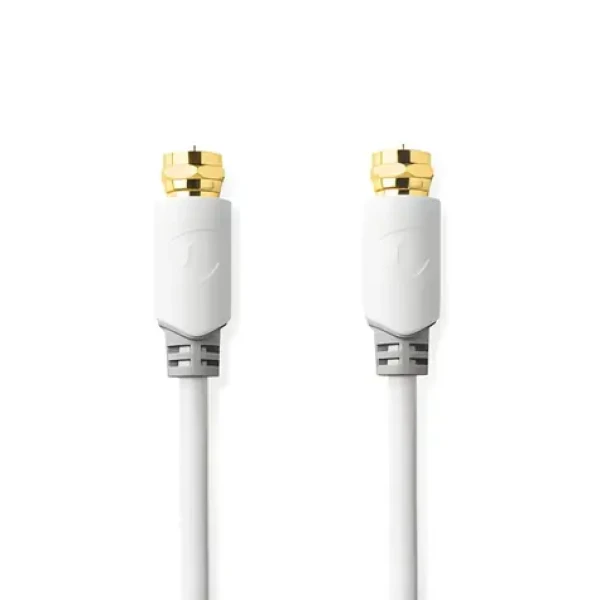 Nedis satelitný anténny kábel F(M) - F(M) pozlátený biela / Kábel / 75 Ohm / 90 dB / tienený / 2 m (CSBW41000WT20)