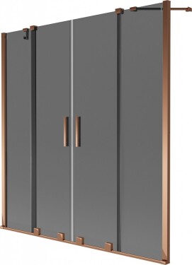 MEXEN/S - Velar Duo dvojkrídlová posuvná vaňová zástena 150 x 150, grafit, ružové zlato 896-150-000-42-60
