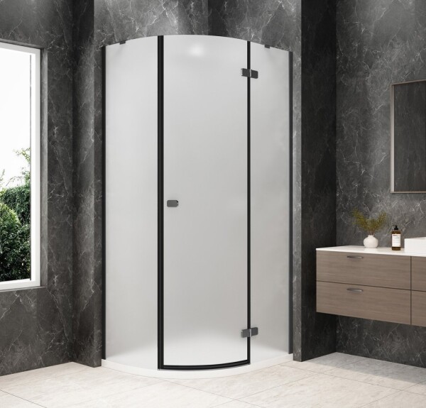 POLYSAN - GLOBE GUN METAL štvrťkruhová sprchová zástena 1000x800, matné sklo, pravé GB2180MRGM