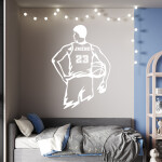 Veselá Stena Samolepka Veľký basketbalista s menom Farba: fialová, Veľkosť: 100 x 70 cm