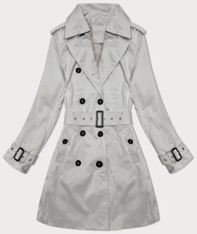 Svetlo béžový klasický kabát s dĺžkou do polovice stehien (1806#-12) odstíny béžové XXL (44)