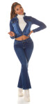 Sexy dark denim used look flarred Jeans denimblue