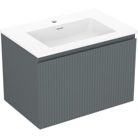 MEXEN/S - Rivel kúpeľňová skrinka 70 cm s umývadlom Otis, 1 šuplík, reliéf, grafit mat/biela mat 91A20-07047-1-BF66-W18M01