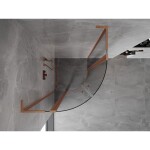 MEXEN/S - Mist L sprchový kút štvrťkruh, krídlové 80 x 80, transparent, meď kartáčovaná 8A32L-080-080-65-00