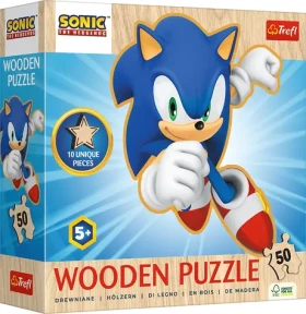 Trefl - Puzzle - Drevené obrysové puzzle Sonic: Veselý Sonic