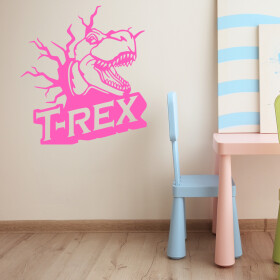 Veselá Stena Samolepka Dinosaurus T-REX Farba: ružová, Veľkosť: 60 x 65 cm