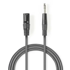 Nedis Vyvážený Audio kábel XLR 3pinový (M) - jack 6.35 mm (M) 3.00 m tmavo šedá (COTH15100GY30)