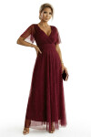 Dlhé lesklé šaty 635-5 MELANIA bordová - Numoco UNI