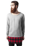 Dlhý Flanell Bottom Open Edge Crewneck sivá/blok/červená