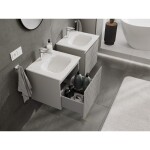 MEXEN/S - Rivel kúpeľňová skrinka 50 cm s umývadlom Vela, 1 šuplík, reliéf, šedá mat/biela mat 91A20-05047-1-BF62-W23M01