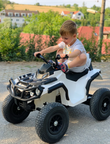 Mamido Elektrická štvorkolka ATV nafukovacie kolesá biela