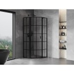 MEXEN/S - Mist sprchovací kút päťboký krídlový ľavá 90 x 90, čierna kratka, čierna 8A8-090-090-70-77-L