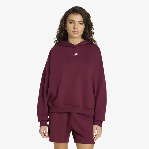 Mikina adidas W 3 Stripes Fleece Studio Hoodie Maroon L