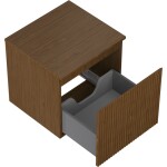 MEXEN/S - Rivel kúpeľňová skrinka pod umývadlo 50 cm s doskou, 1 šuplík, reliéf, orech 91A20-05047-1-BFC86