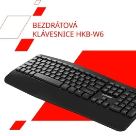 Canyon HKB- W6 čierna / Bezdrôtová klávesnica / 2.4GHz + Bluetooth / ergonomická / vodeodolná / 104 kláves / CZ/SK (CNS-HKBW6-CS)