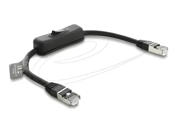DeLock patch kábel RJ45 Cat.6 F/UTP so spínačom čierna / Kábel / 0,3 m (81561)