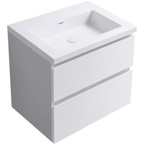 CERANO - Kúpeľňová skrinka Carole - biela matná + umývadlo z lit. mramoru Ovo - biela lesklá - 55,5x53x46,5 CER-367256