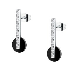 Trussardi Visiace oceľové náušnice s kryštálmi T-Round TJAYF13