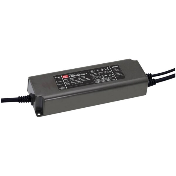 MEAN WELL PWM-120-24DA LED driver konštantné napätie 120 W 5 A 24 V/DC stmievateľný, dali, montáž na nehorľavom povrchu, schválenie nábytku, PFC spínacie; PWM-120-24DA
