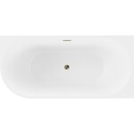 MEXEN/S - Mia voľne stojaca rohová vaňa pravá 160 x 80, biela, sifón a prepad zlatá 52691608000P-50