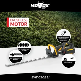MoWox EHT 6362 Li Excel Series / Aku nožnice na živý plot / 62V / Otočná rukoväť / Dĺžka lišty 63 cm / bez aku a nabíjačky (EHT 6362 Li)