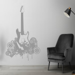 Veselá Stena Samolepka Elektrofonická gitara Farba: oranžová, Veľkosť: 100 x 62 cm