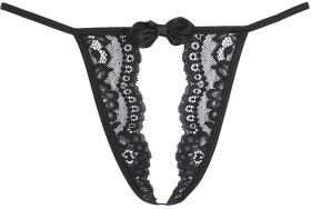Dámske erotické otvorené tangá V-9818 Black - Axami L-40 černá