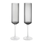 Ferm Living Poháre Ripple Champagne Smoked Grey – set 2 ks