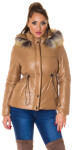 Trendy winter jacket with a detachable hood CAPPUCCINO M