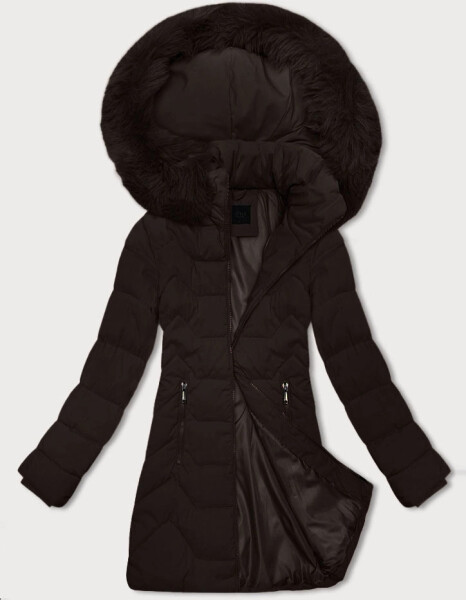 Dámska čokoládová bunda s kapucňou J Style (16M9121-158) odstíny hnědé M (38)