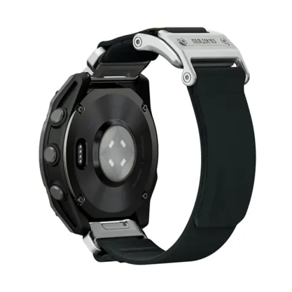 Aulumu C11 Mag-Buckle Slim Remienok pre Garmin Watch (QuickFit 22mm), strieborná pracka, čierny remienok (6975941661679)