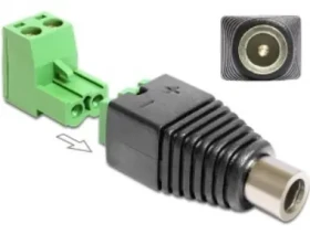 DeLock adaptér DC 2.1 x 5.5 mm samica na svorkovnici 2 piny 2-časti (65423)