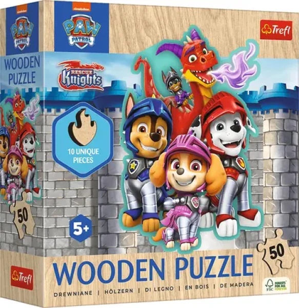 Trefl - Puzzle - Drevené obrysové puzzle Tlapková patrola: Rescue Knights