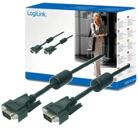LogiLink VGA čierna / VGA kábel / tienený / feritová tlmivka / 10 m (CV0016)